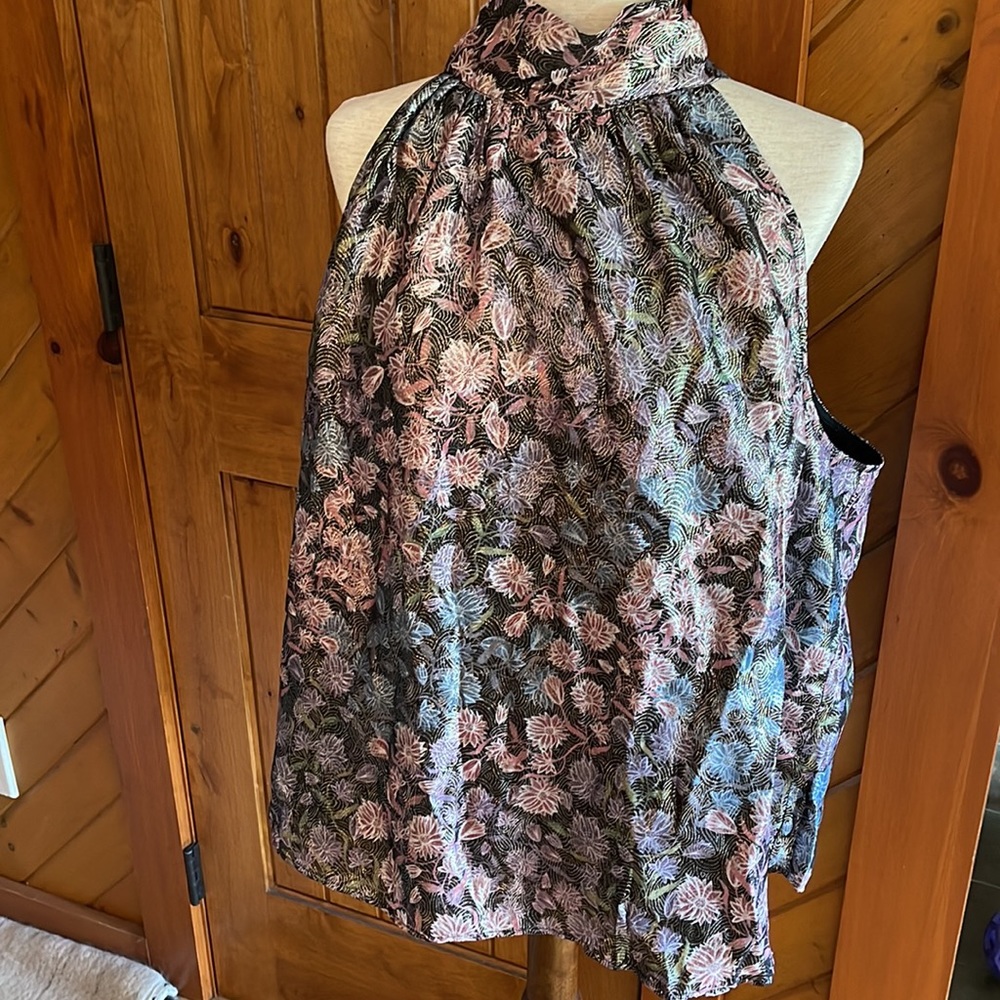 NWOT J.Crew Collection Jacquard Floral Halter Top Blouse with Tie back